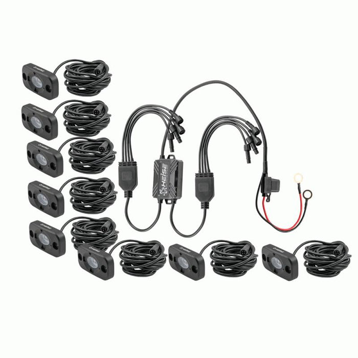 Heise  Accent 8pc Blk RGB ROck Light Kit